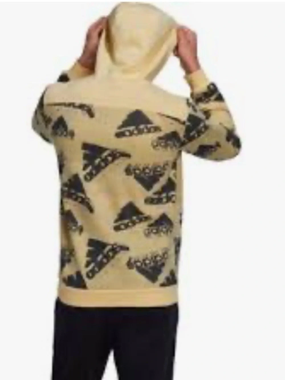 Adidas Mens Essentials Brandlove Q3 Hoodie Fleece All Over Print Yellow Medium
